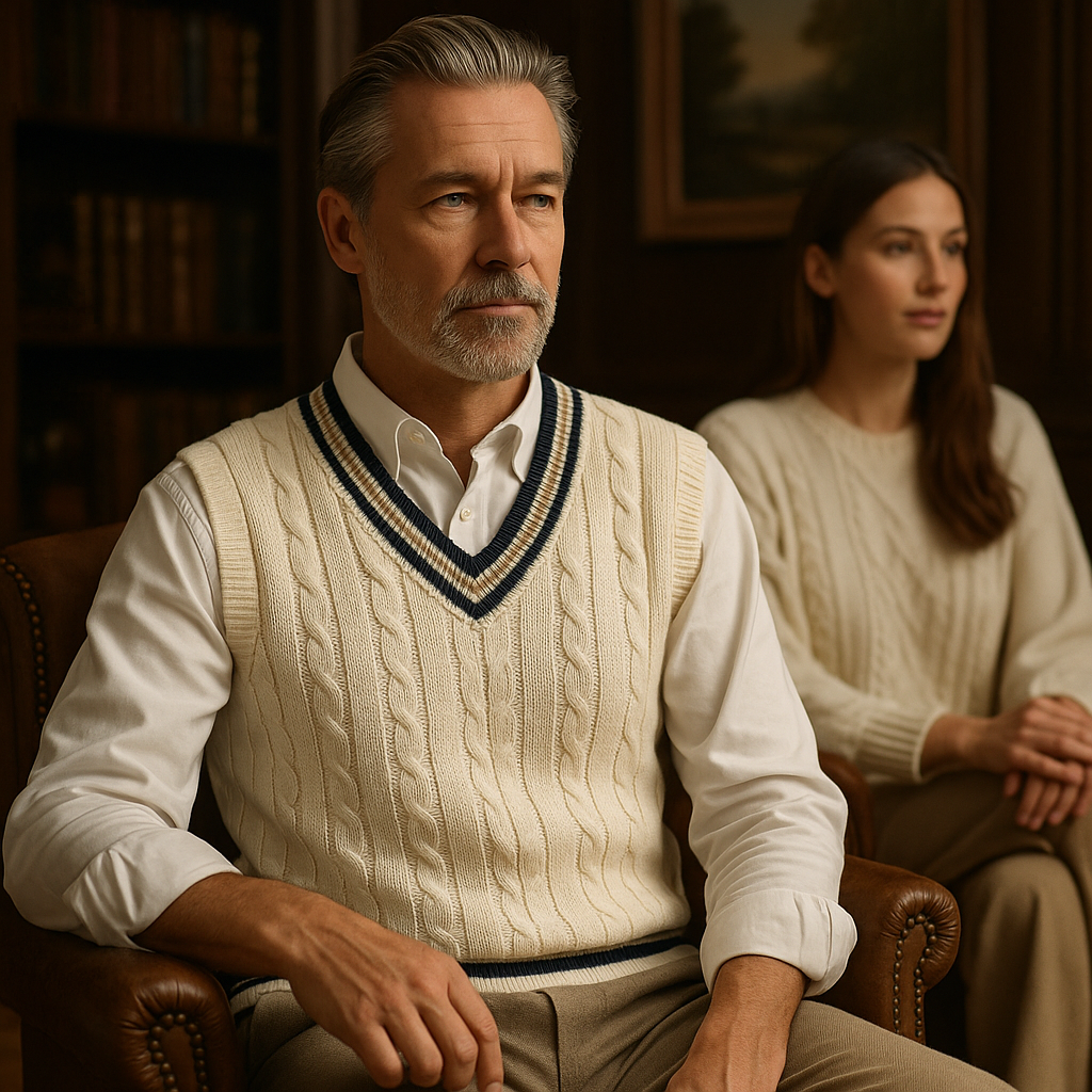 Cardigan blanc sans manche old money