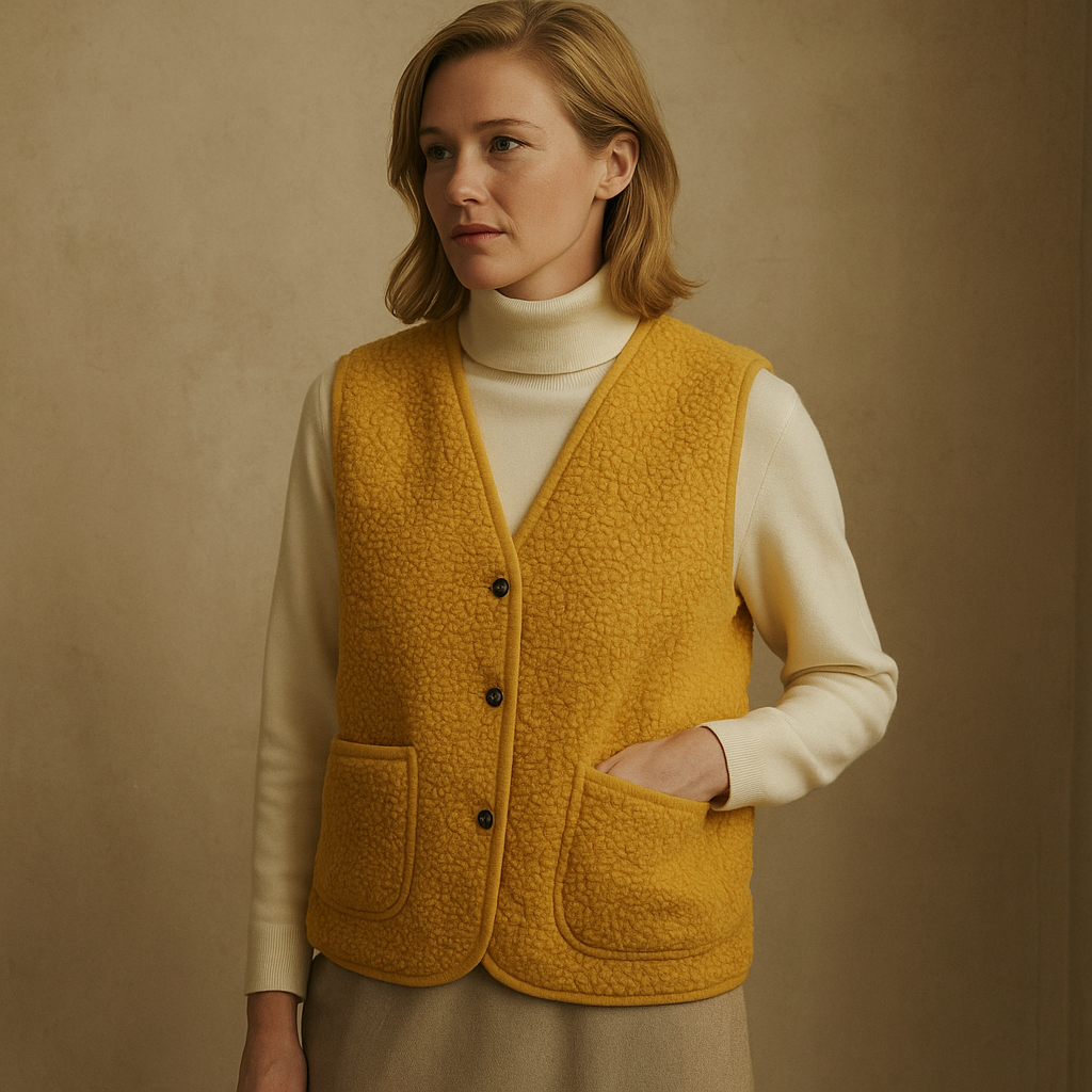 Fourrure veste sans manche mannequin blonde