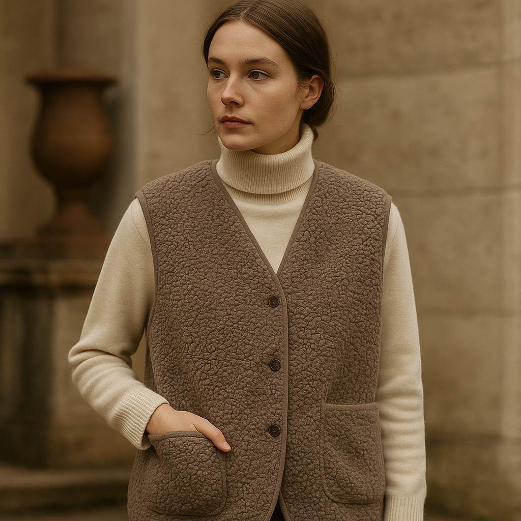 Fourrure veste sans manche taupe