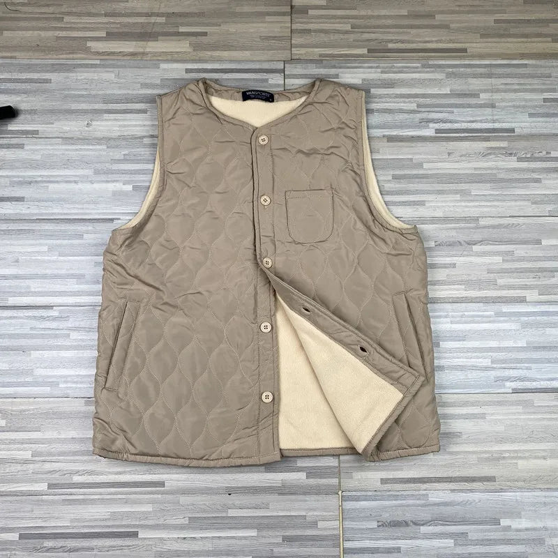 Doudoune sans manche beige ouvert