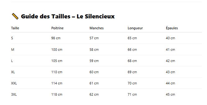 Guide des tailles cardigan capuche