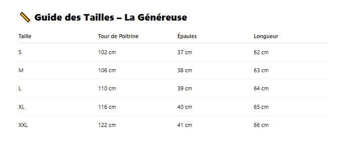 Guide des tailles veste sans manche fourrure