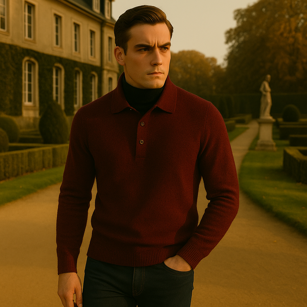Mannequin exterieur cardigan bordeaux homme