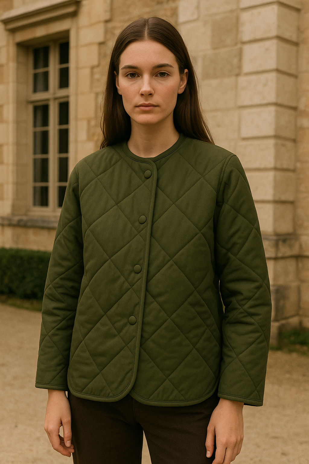 Veste Matelassée Femme à Col Montant avec château en fond