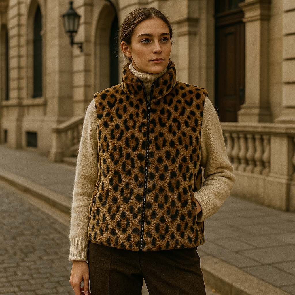 Veste sans manche léopard en exterieur
