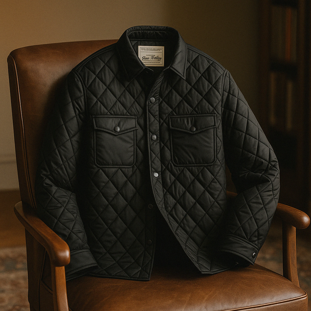 Veste matelassée noir homme sur un fauteil