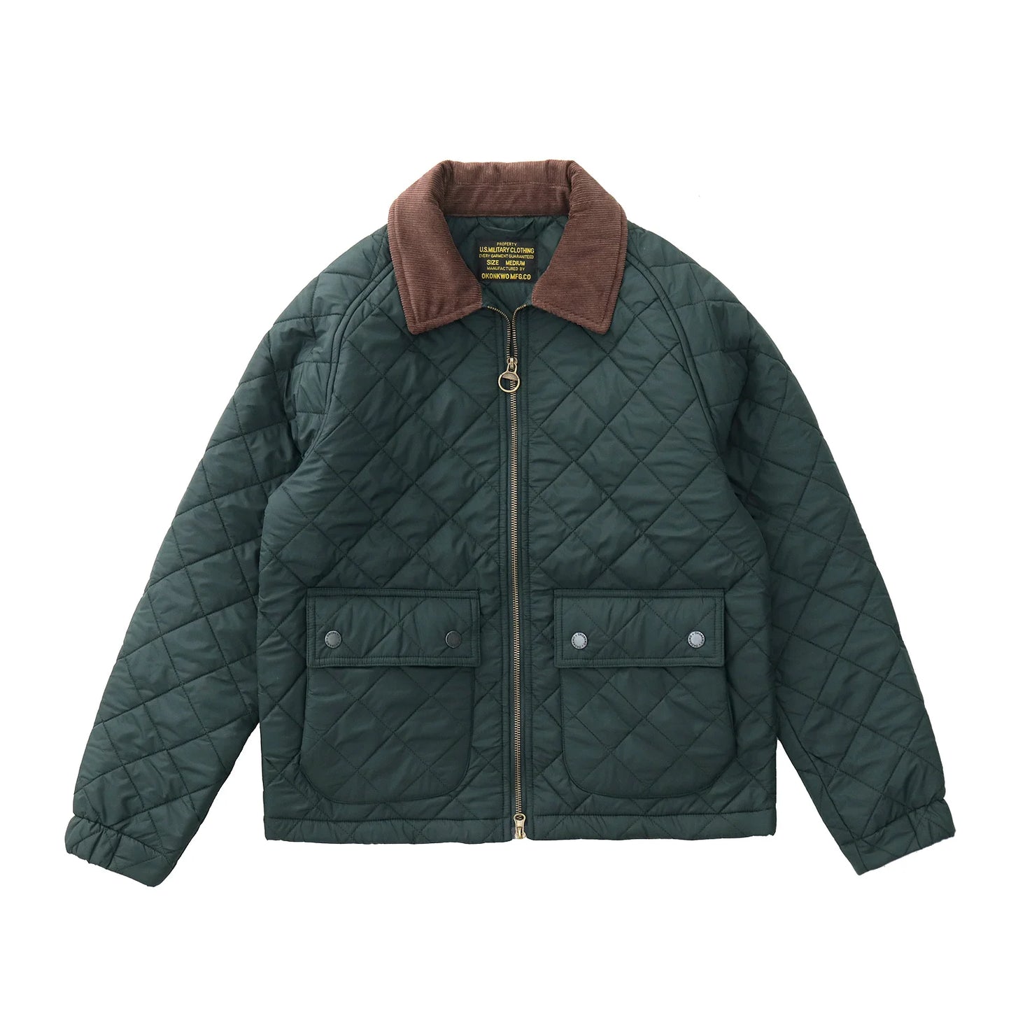 Veste matelassée vert olive fermée