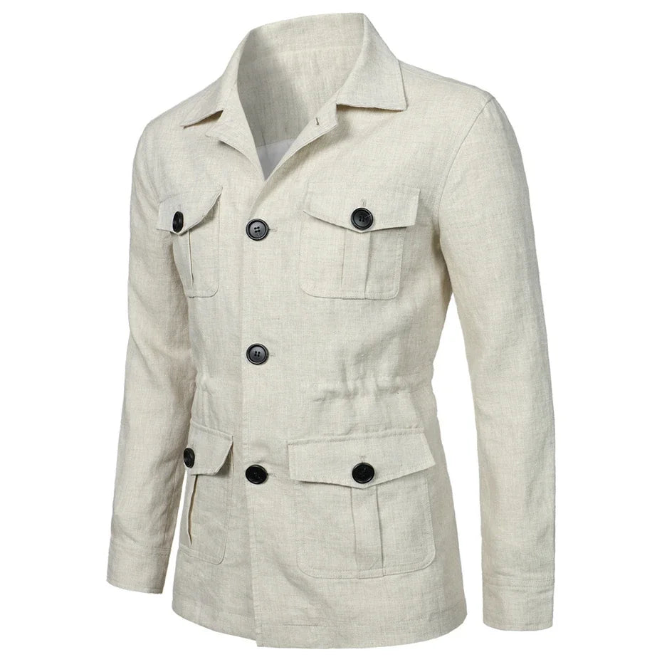 Veste saharienne beige homme de profil