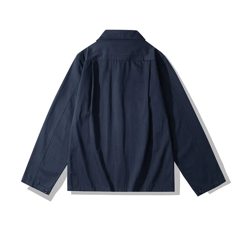 Veste saharienne coton homme bleu de dos