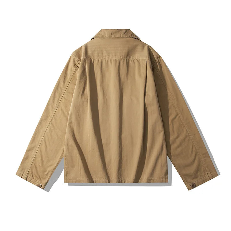 Veste saharienne coton homme marron de dos
