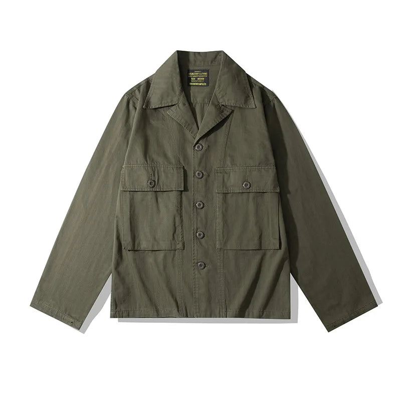 Veste saharienne coton homme verte