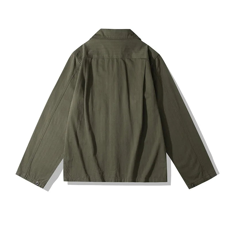 Veste saharienne coton homme verte de dos