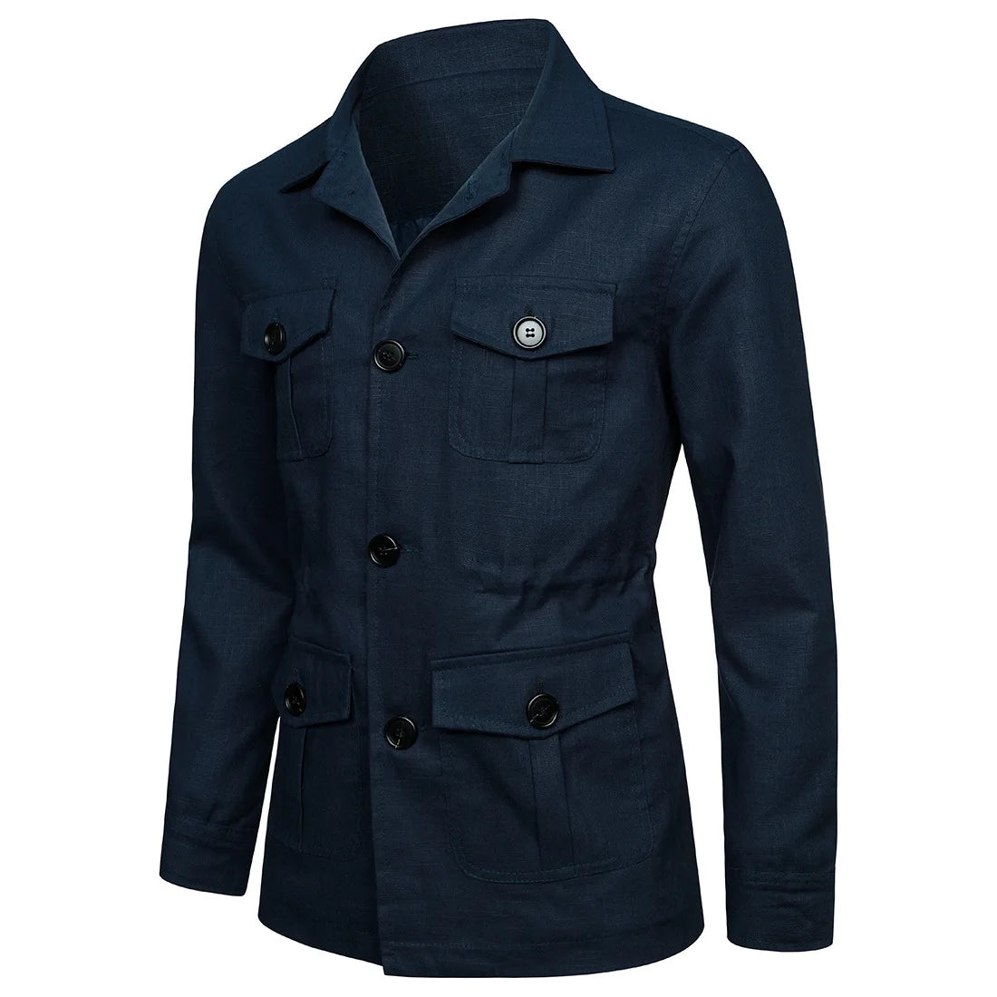 Veste saharienne homme bleu marine profil