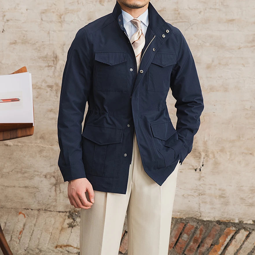 Veste saharienne homme ete bleu