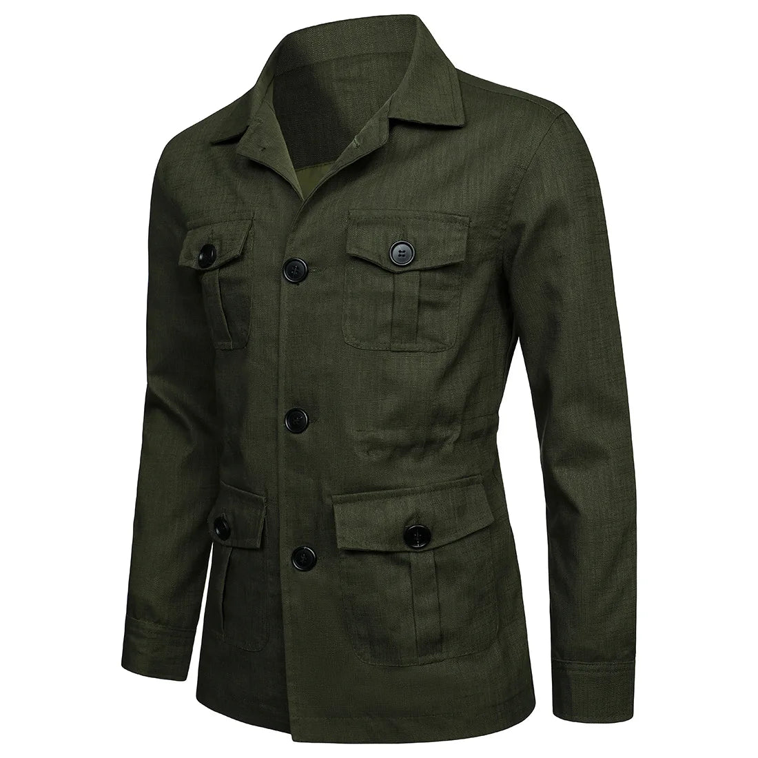 Veste saharienne homme kaki de profil