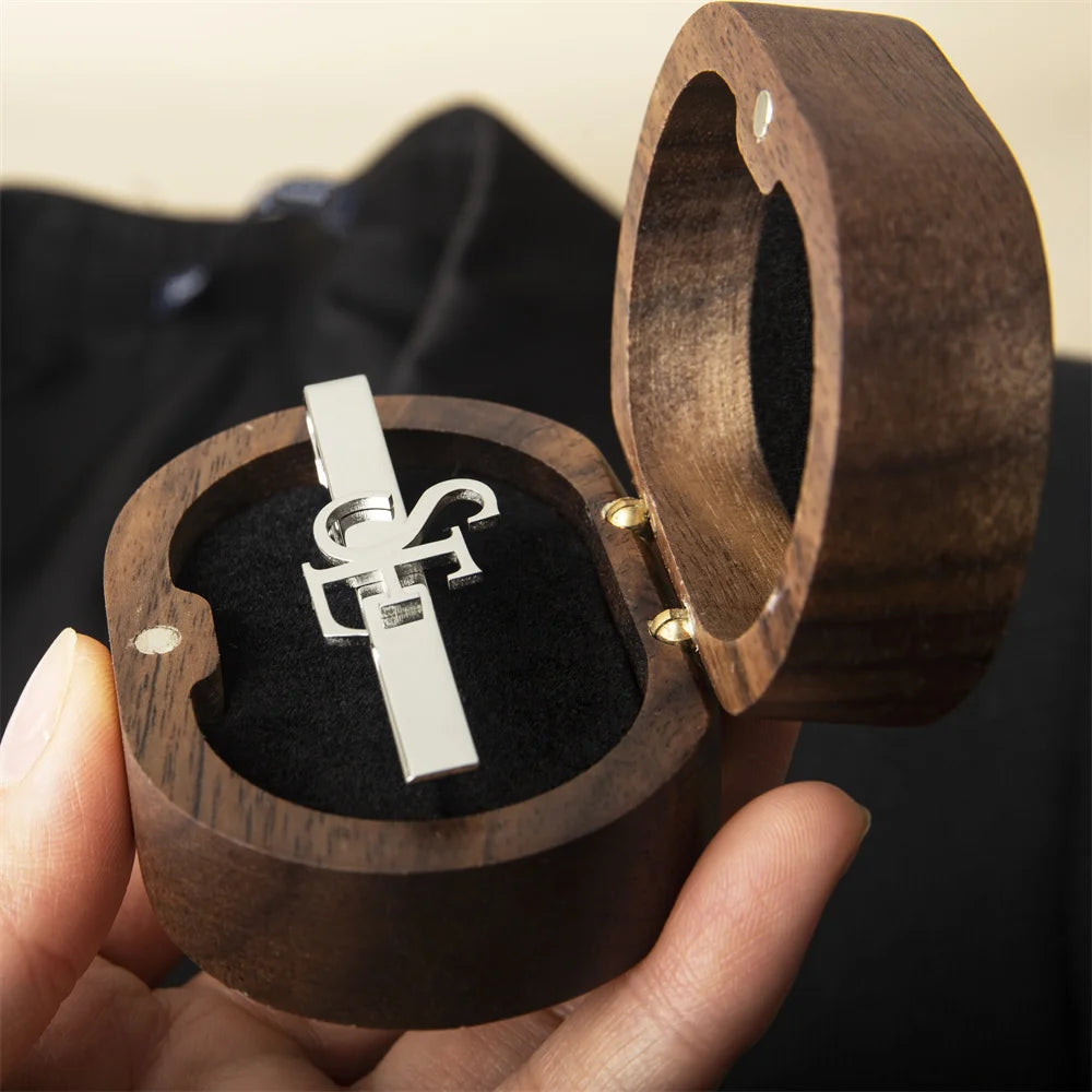 pince a cravate en metal boite en bois