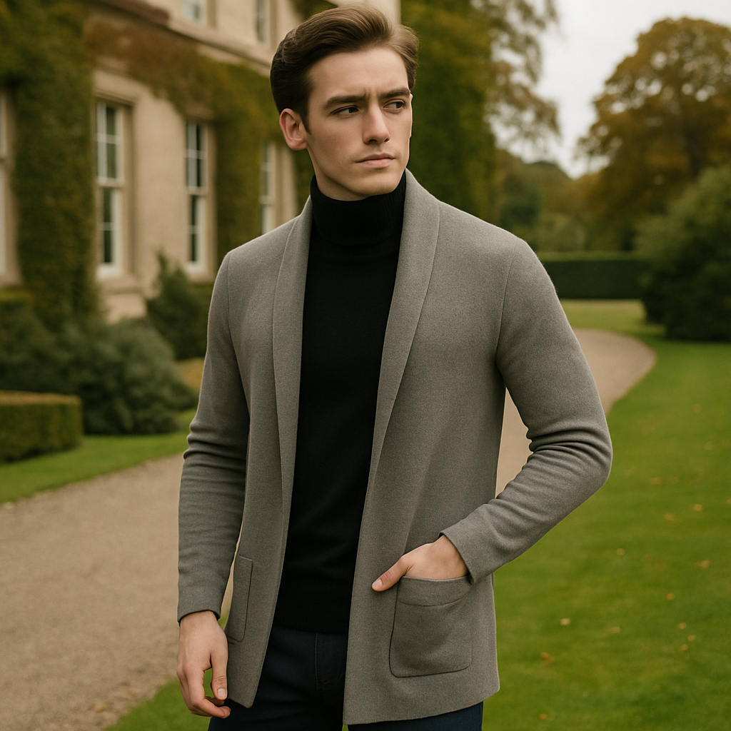 Cardigan homme long exterieur jardin