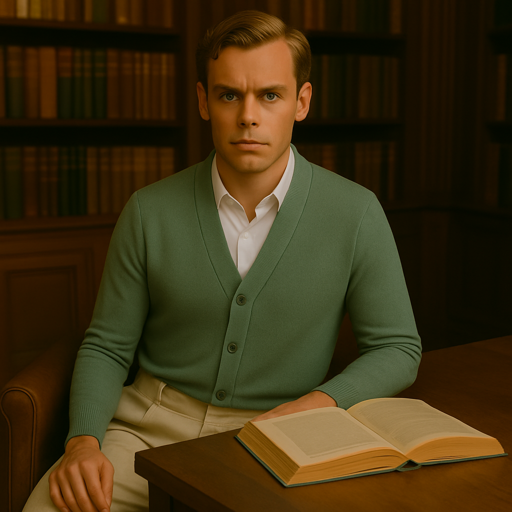 Cardigan luxe homme bibliotheque