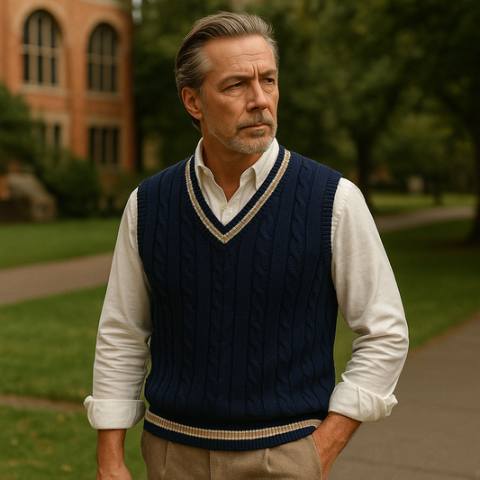 Cardigan bleu sans manche old money