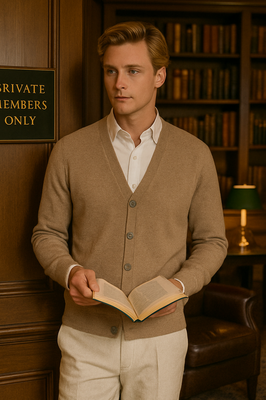 cardigan col en v bibliotheque