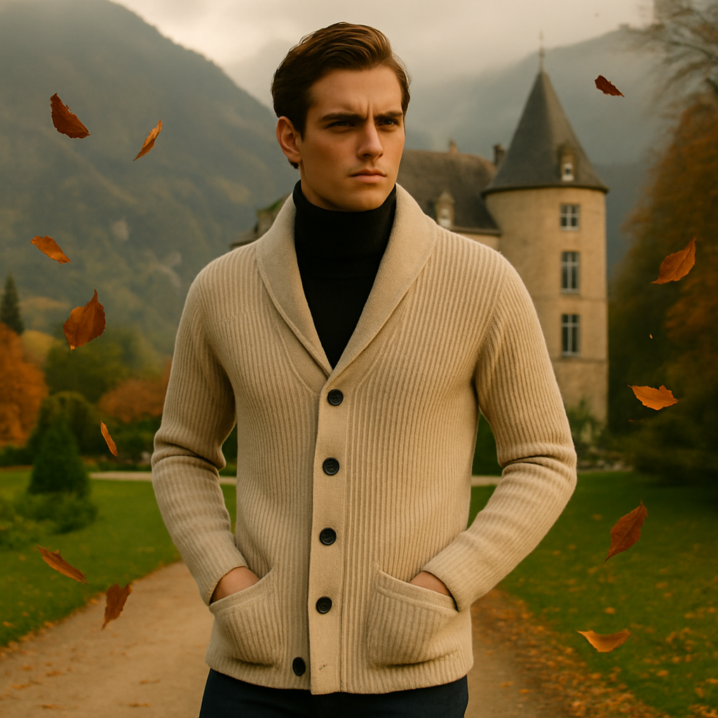 Cardigan en maille homme exterieur chateau