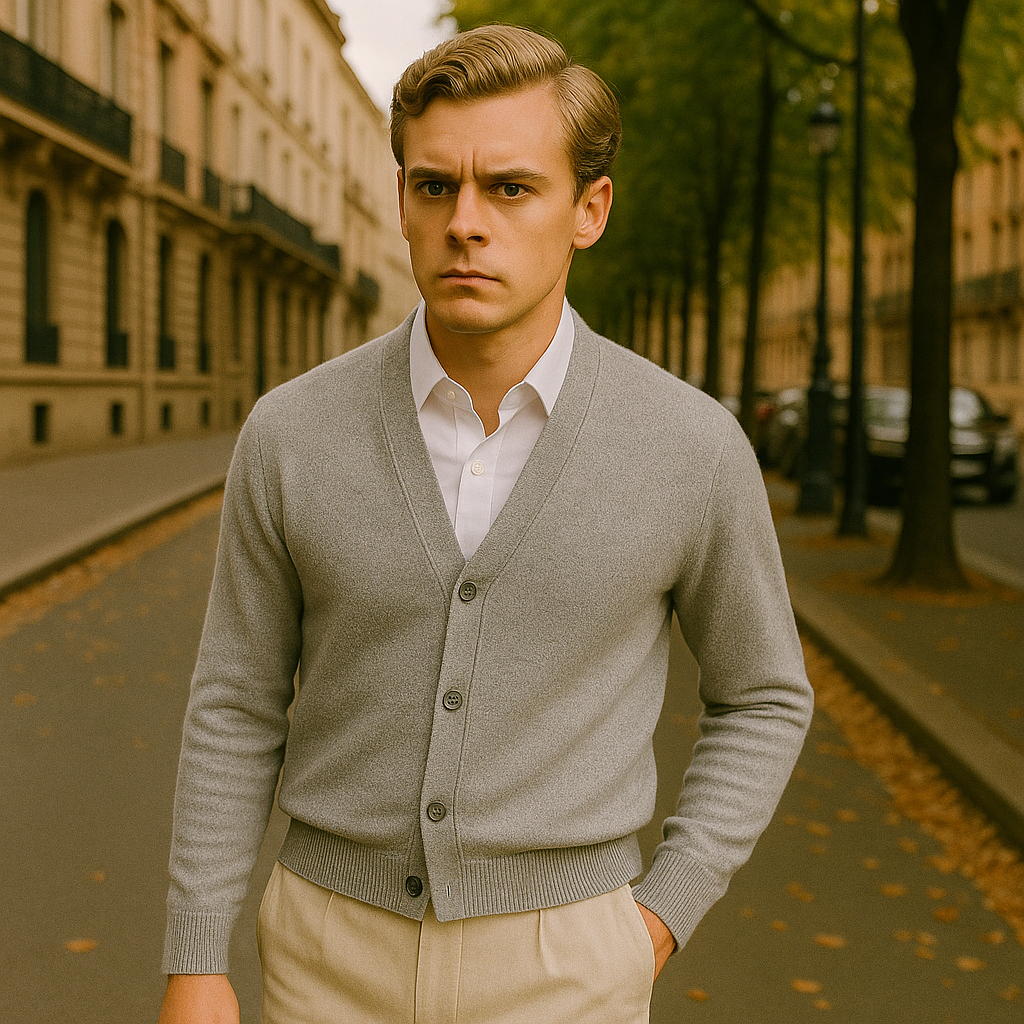 cardigan gris clair homme 