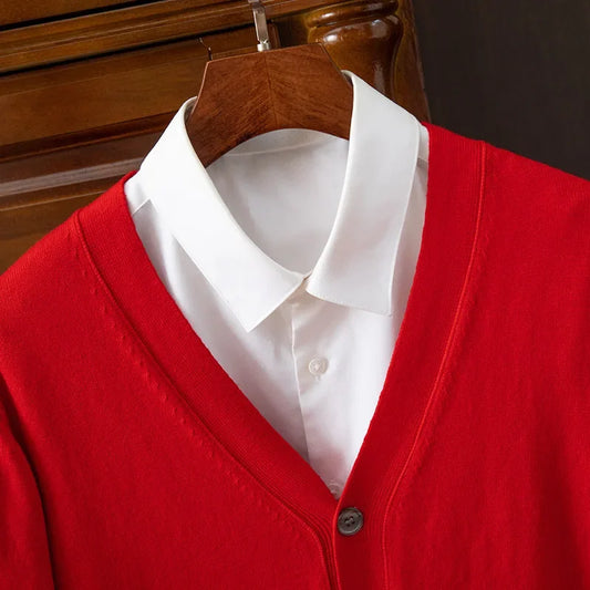 Cardigan homme rouge ceintre