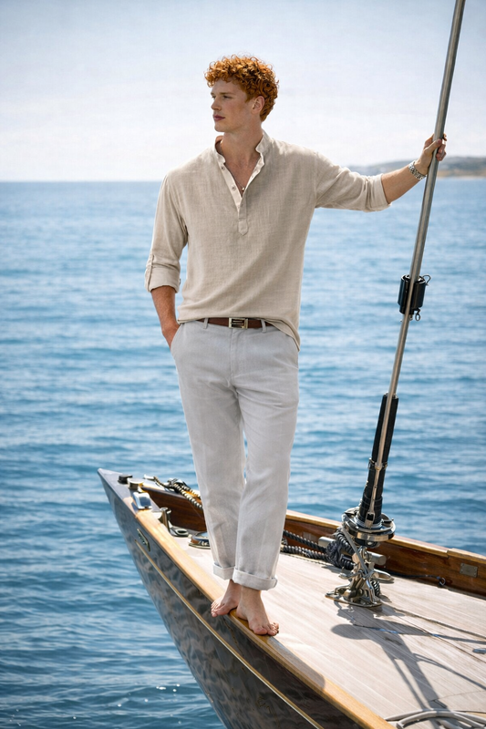 Chemise lin légère homme manches longues