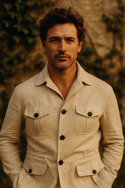 Veste saharienne en lin homme