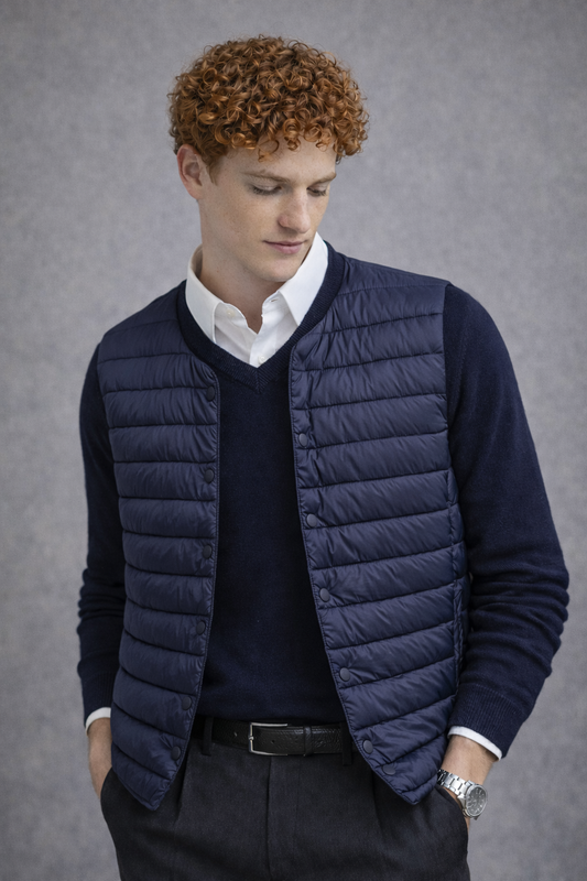 Doudoune bleue  sans manche homme