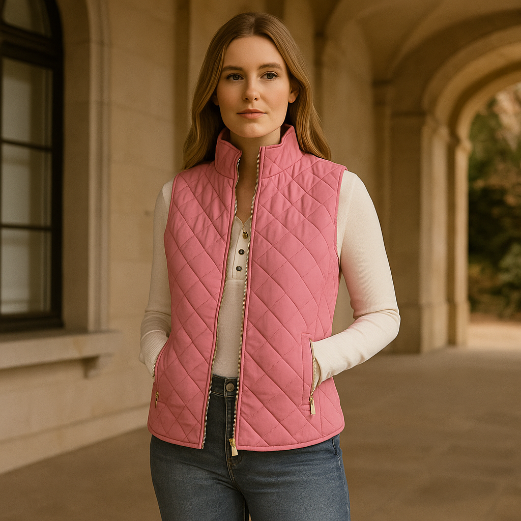 Doudoune rose sans manche old money