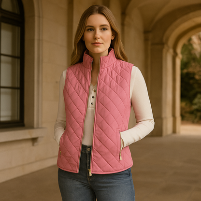 Doudoune rose sans manche old money