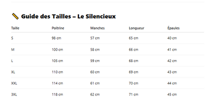 Guide des tailles cardigan capuche