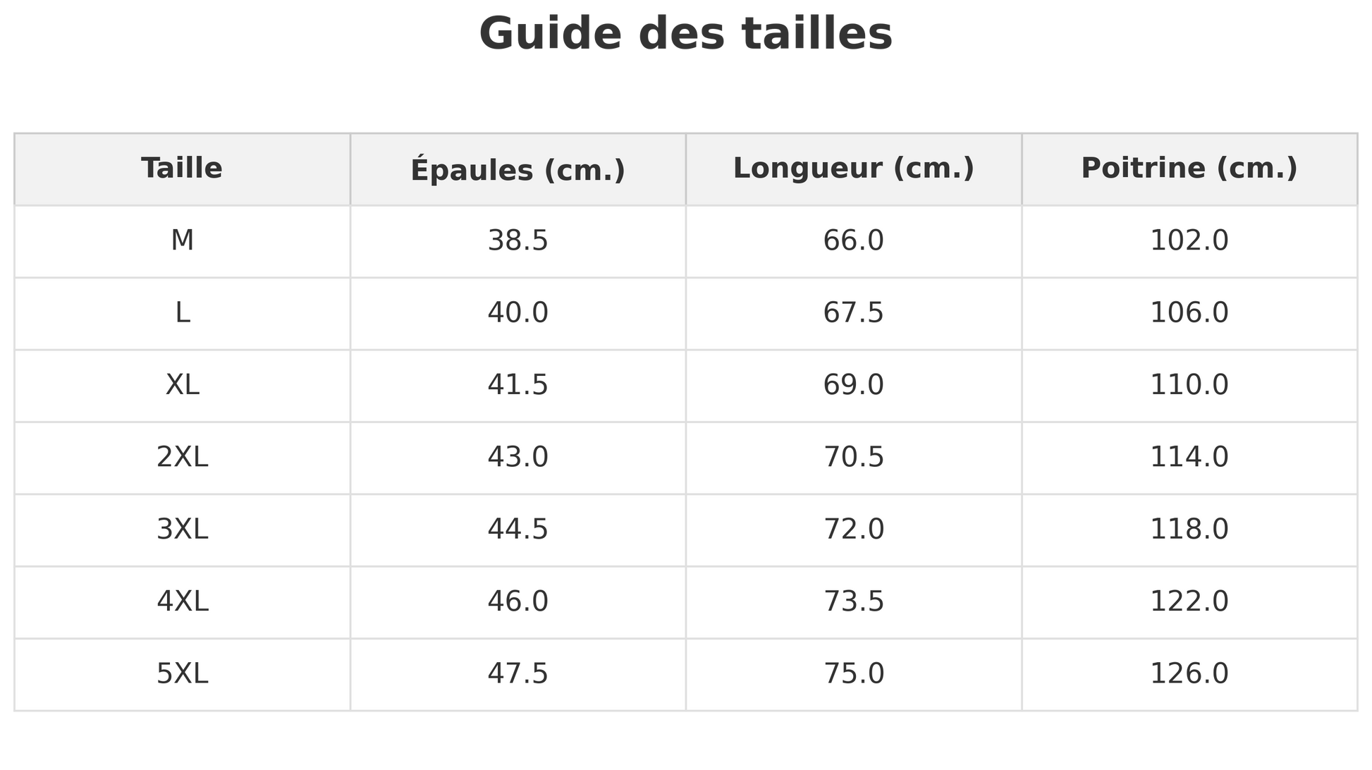 guide des tailles doudounes sans manche