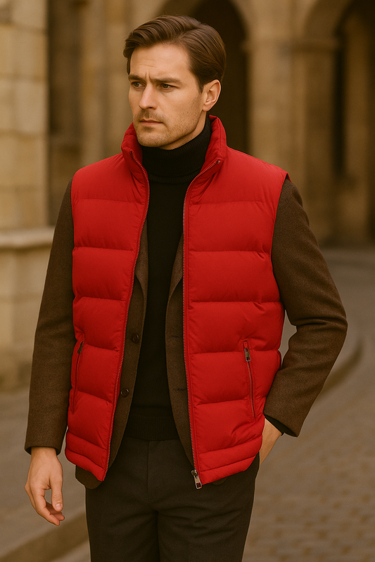 Mannequin doudoune rouge sans manche