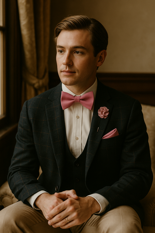 Mannequin noeud papillon rose salon