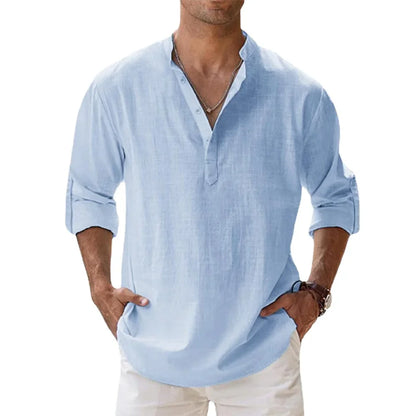 Chemise lin légère homme manches longues