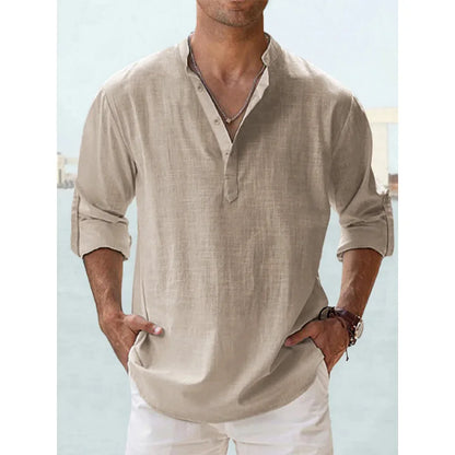 Chemise lin légère homme manches longues