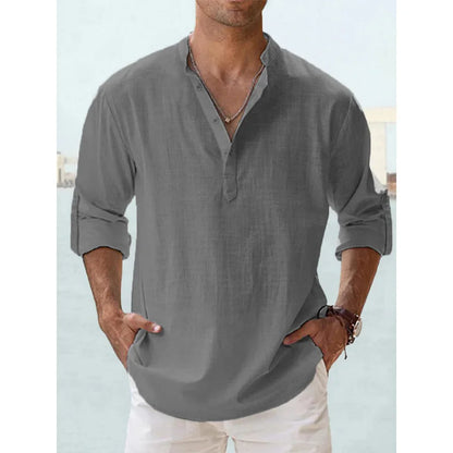 Chemise lin légère homme manches longues