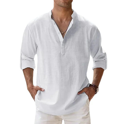 Chemise lin légère homme manches longues
