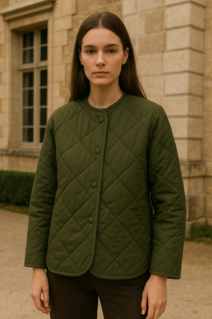 Veste Matelassée Femme à Col Montant avec château en fond