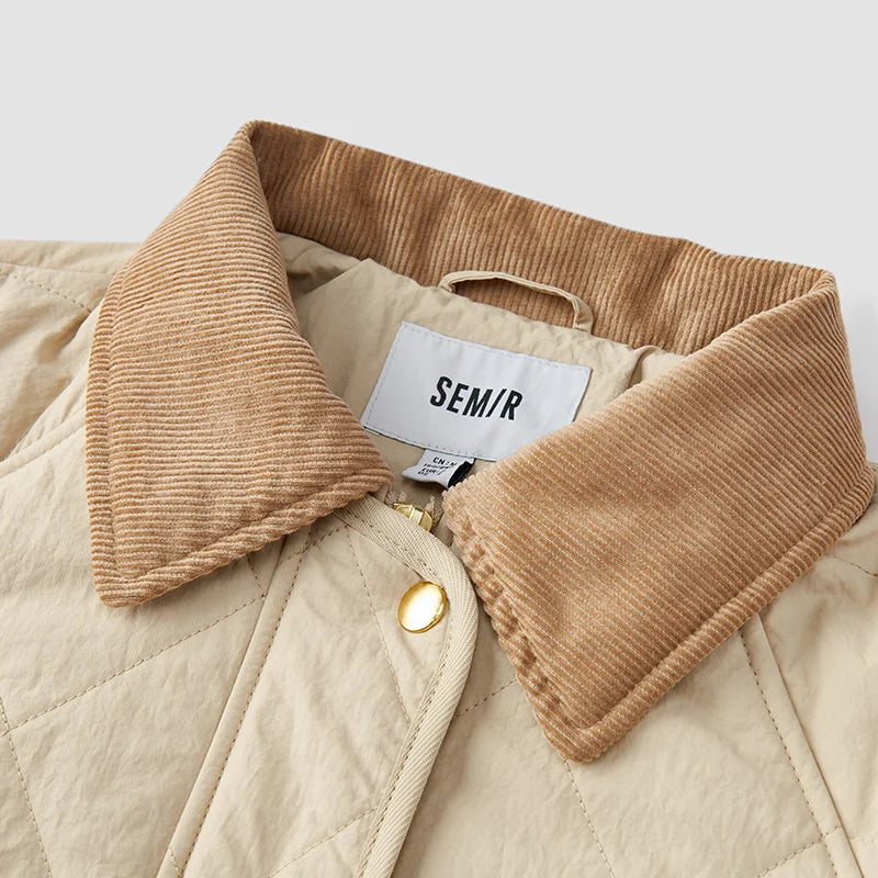 veste mi longue beige matelassée col