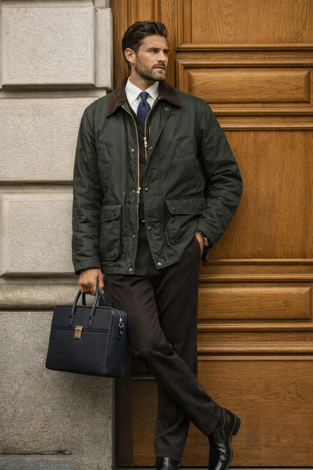 L’Intemporel – Veste Déperlante Col Velours