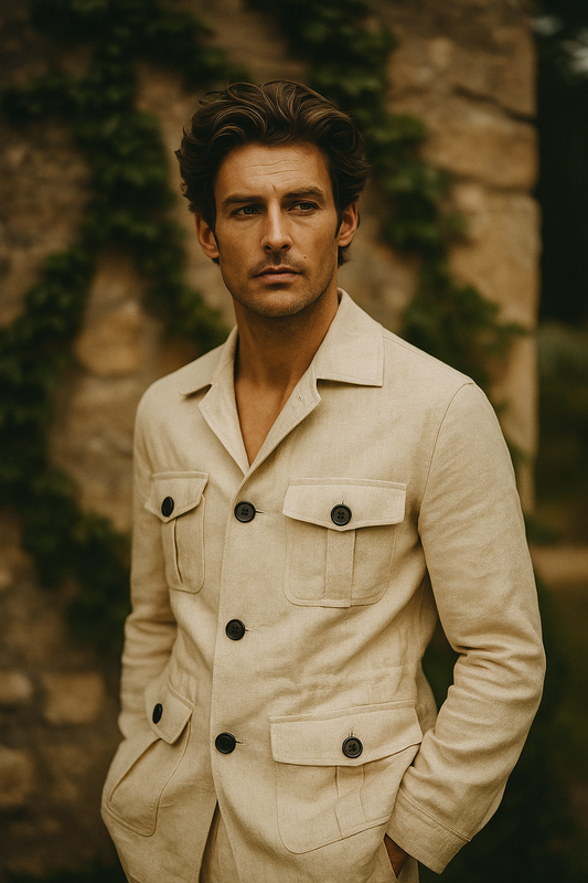 Veste saharienne beige homme