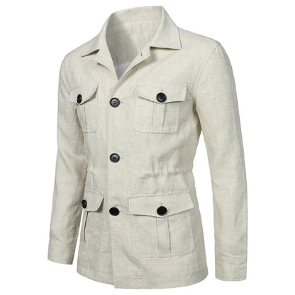 Veste saharienne beige homme de profil