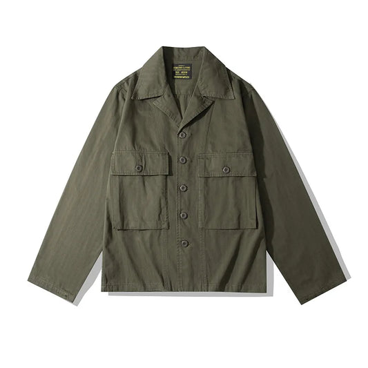 Veste saharienne coton homme verte