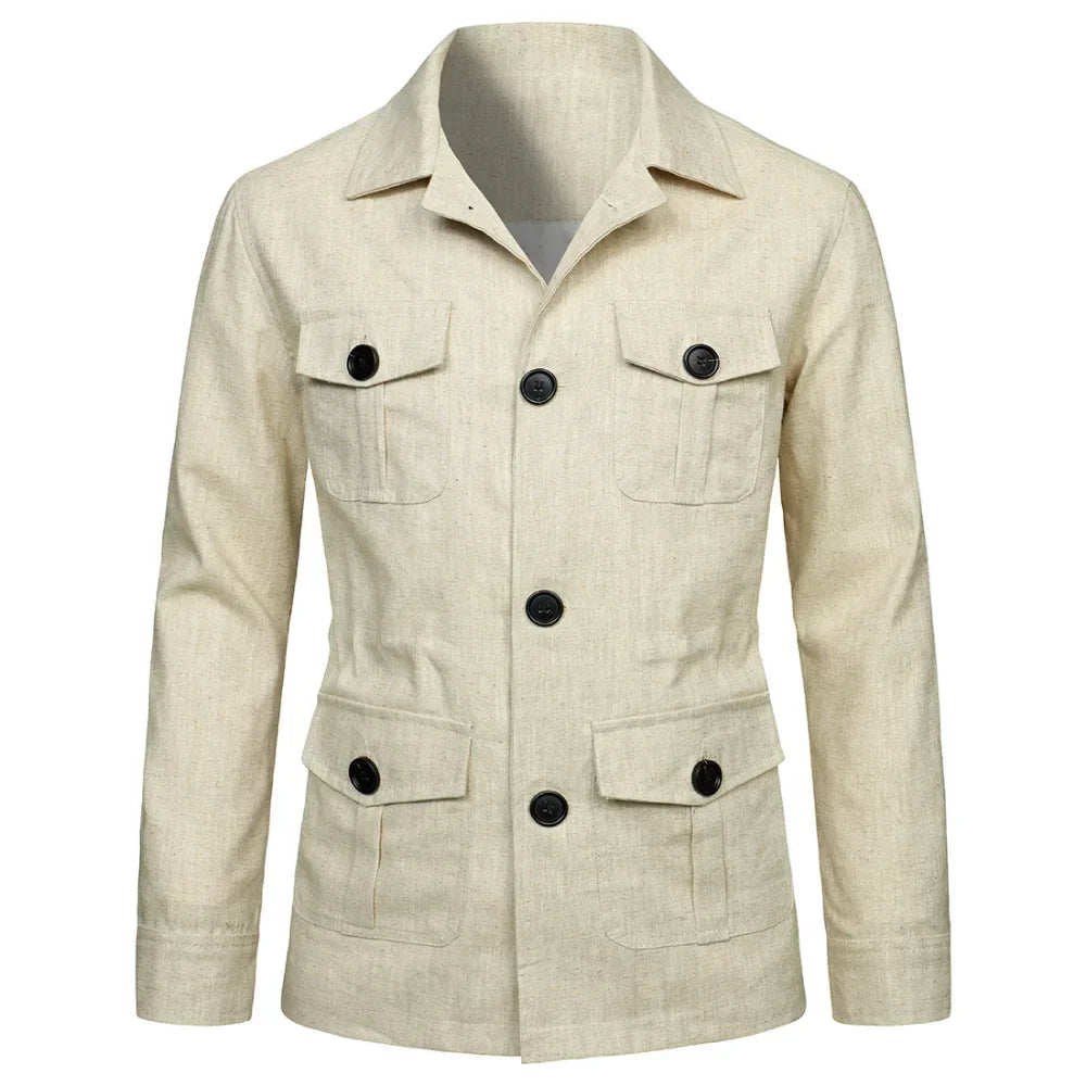 Veste saharienne en lin homme modele beige