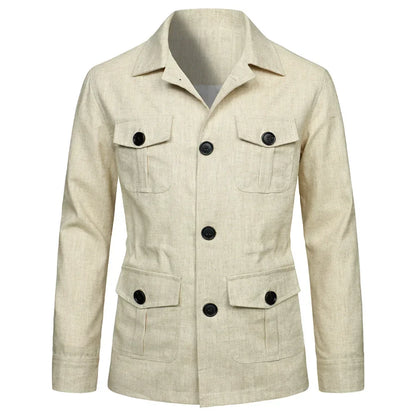 Veste saharienne en lin homme modele beige