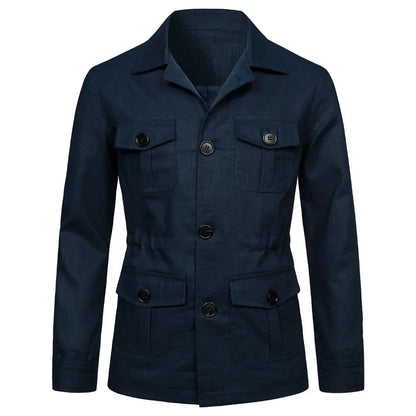 Veste saharienne en lin homme modele bleu