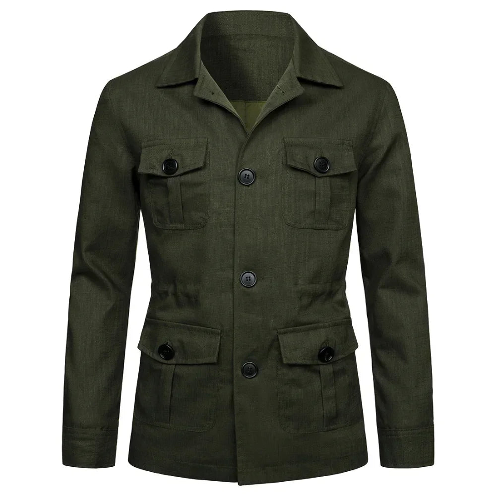 Veste saharienne en lin homme modele verte